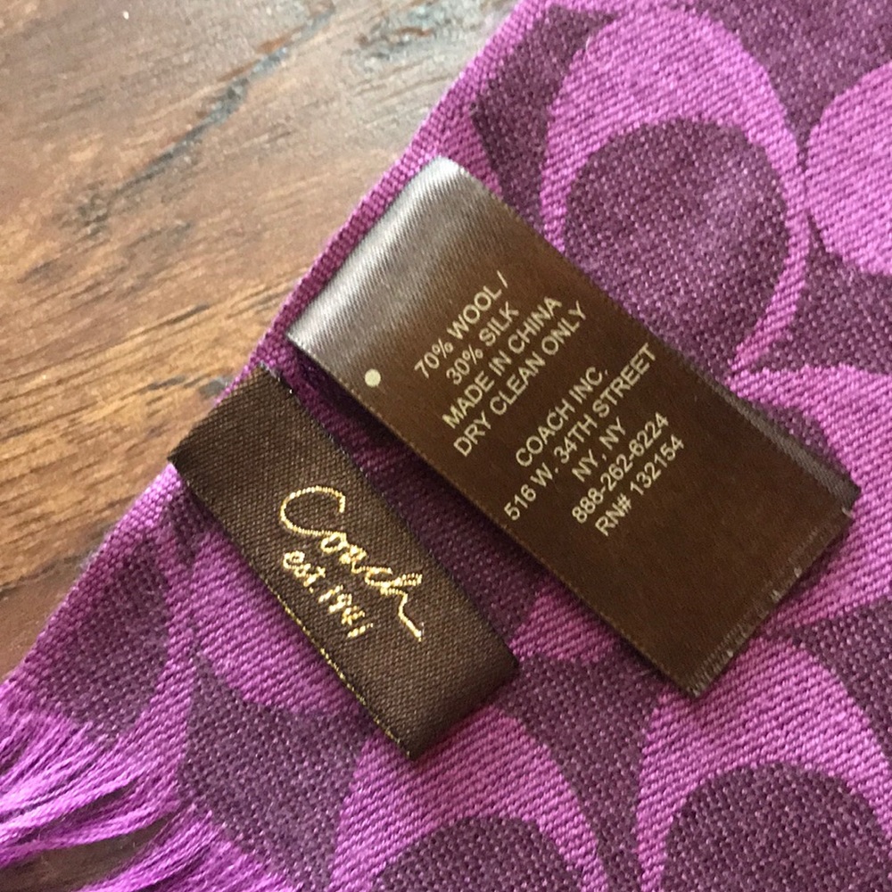 Coach Purple Scarf - Picture 2 of 10
